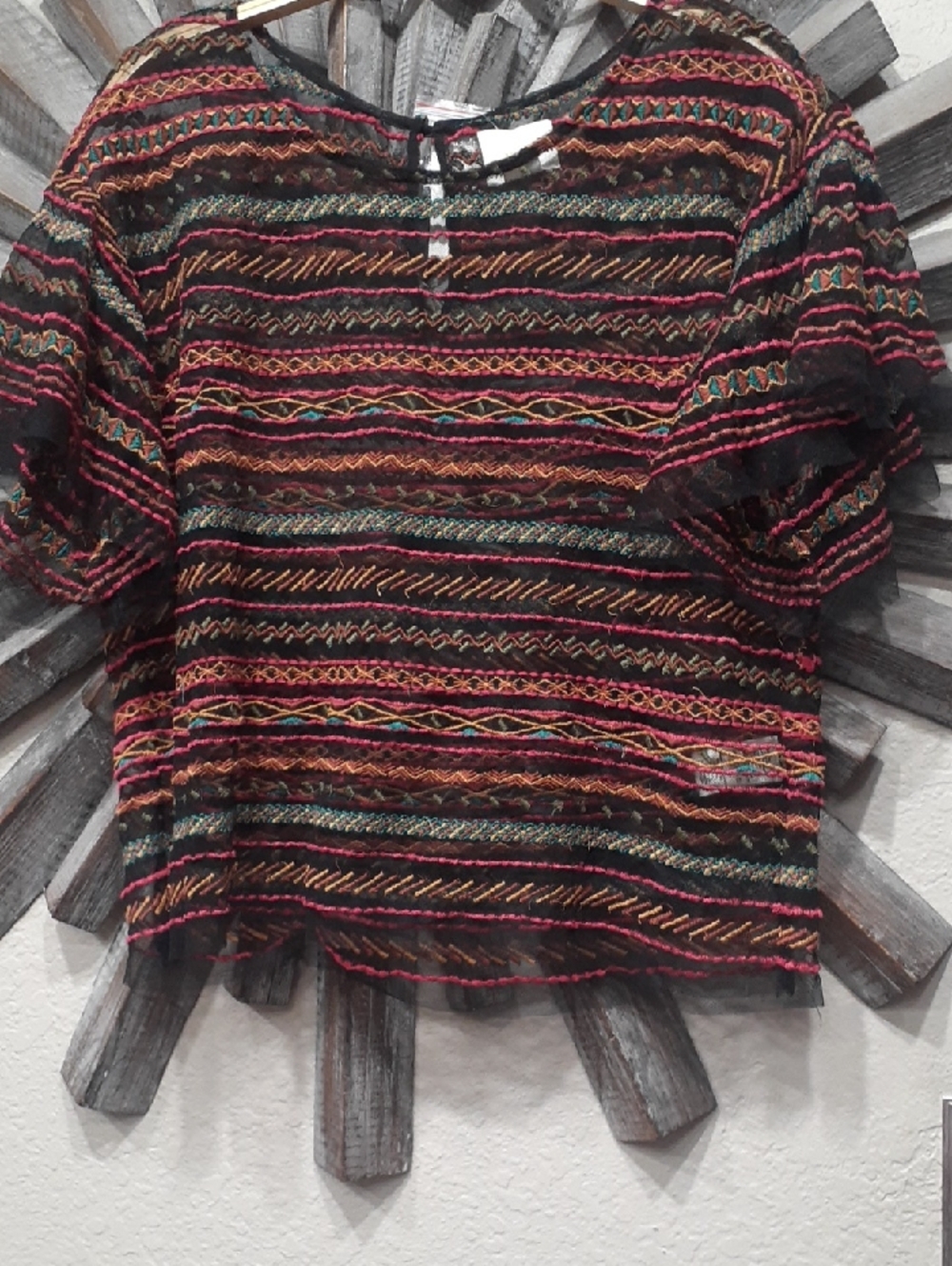 Maeve Multicolor Embroidered Stripe Top